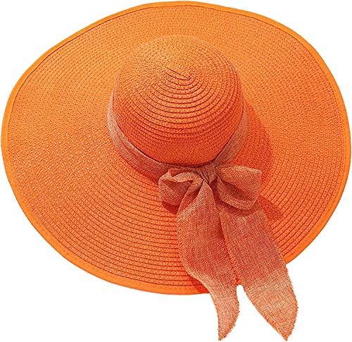 YIHANSS Sonnenhut mit breiter Krempe, faltbar, für Damen, Sommerhüte für Damen, Strand-Sonnenblenden für Damen, Sonnenschutzhüte für Herren, Hüte (Farbe: Orange, Größe: Einheitsgröße)