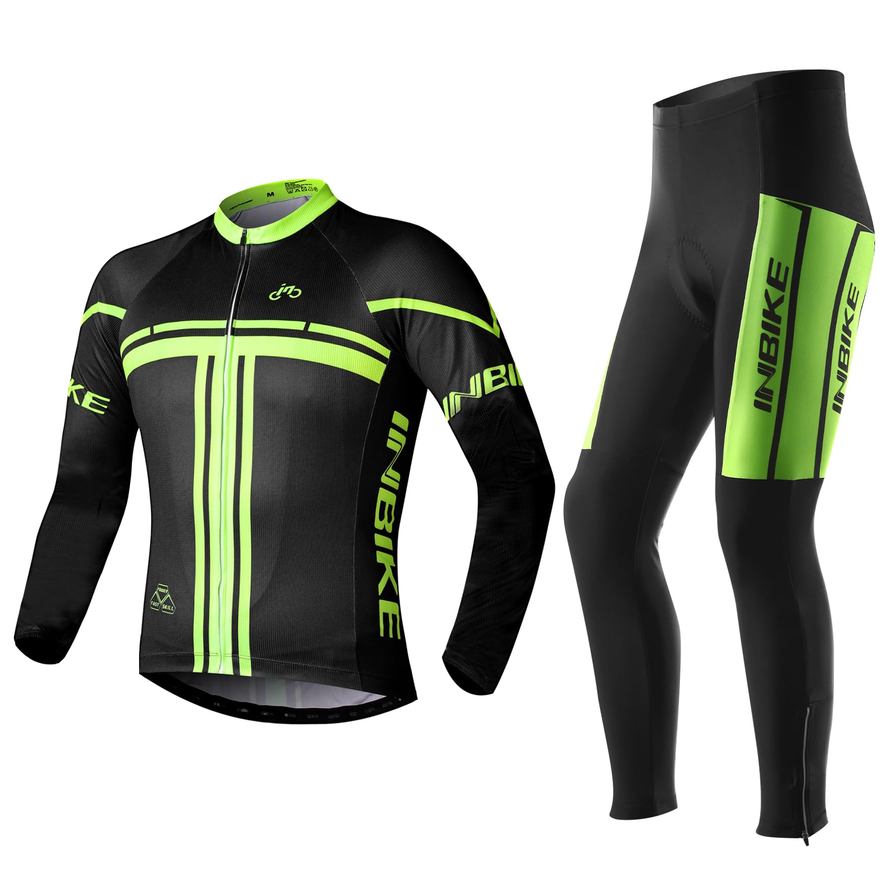 INBIKE Radtrikot Set Herren Fahrrad Trikot Langarm Radhose Fahrradbekleidung Männer mit 3D Sitzpolster Atmungsaktiv Elastische Schnell Trocknend für Radfahren MTB Jogging(XXXL)