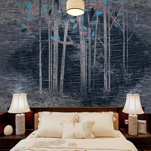 Abstrakter Baum Buntes Laub 3D Tapete Poster Restaurant Schlafzimmer Wohnzimmer Sofa TV Dekorative Wand-200cm×140cm