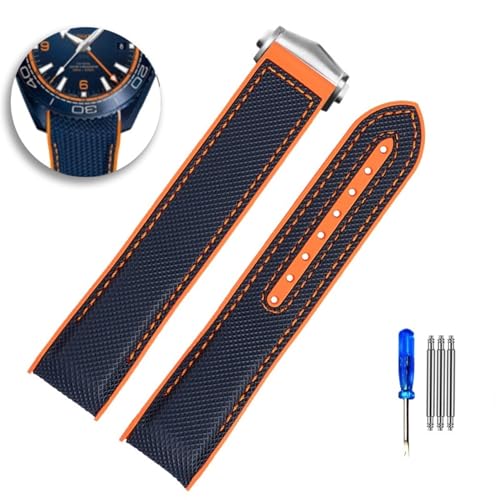 IOTUP Nylon-Uhrenarmband für Omega Seepferdchen 215.32 Ocean Universe Super 600 America Cup, limitierte Auflage, Segeltuch, wasserdicht, 22 mm, 20 mm, 22 mm, Achat