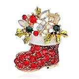 AIHEDOUJ Pin Schmuck Geschenke für Frauen Niedliche eingelegte Strass-Weihnachtsbroschen für Frauen Kreative Bunte Stiefel Schneemann Pins Partyzubehör Pullover Schmuck Broschen und Pins