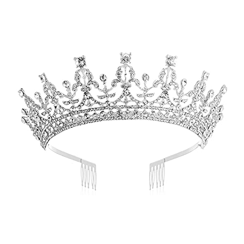 AIHEDOUJ Kristallkrone und Tiara mit Kamm für Frauen Braut Hochzeit Haarschmuck Brautkronen Tiaras Hochzeit Kopfschmuck Frauen Diadem (Größe: 26) Stirnbänder (Größe: 21)