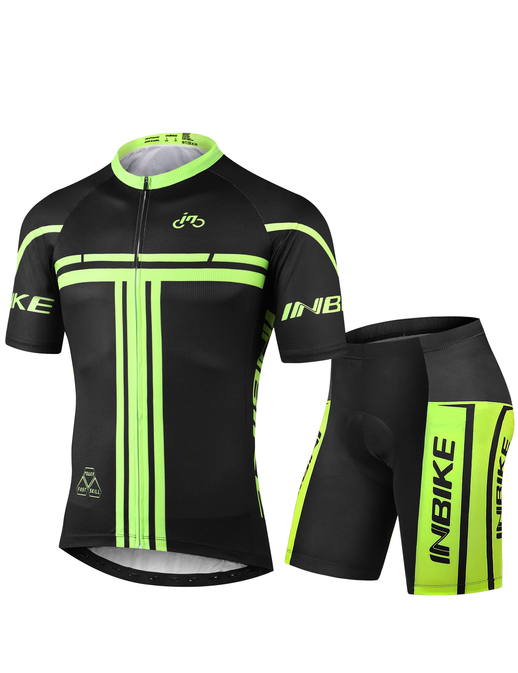 INBIKE Radtrikot Set Herren Damen Kurzarm Fahrradbekleidung Set MTB Sommer Radhose mit Sitzpolster Fahrradtrikot für Radfahren Rennrad M