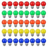 V-TOO LED Bunte E27 Farbige Glühbirnen 3W=30W Dekoratives Licht und Design 240 Lumens AC220V-240V Dekorationslampe Gemischte Farben Rot Gelb Blau Grün Orange - 40er Pack