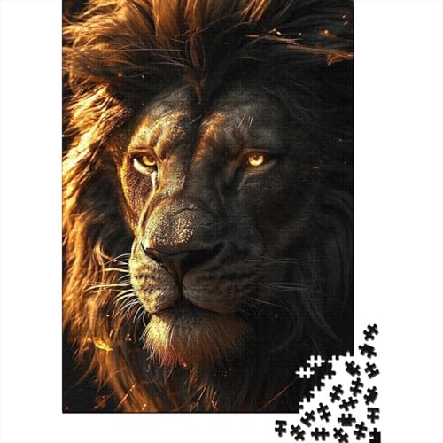 Holzpuzzle „Gilded Royal Lions“ für Erwachsene und Jugendliche, 1000 Teile, für Erwachsene und Jugendliche, Familienpuzzlespiel, Geburtstagsgeschenke (Größe: 75x50cm)