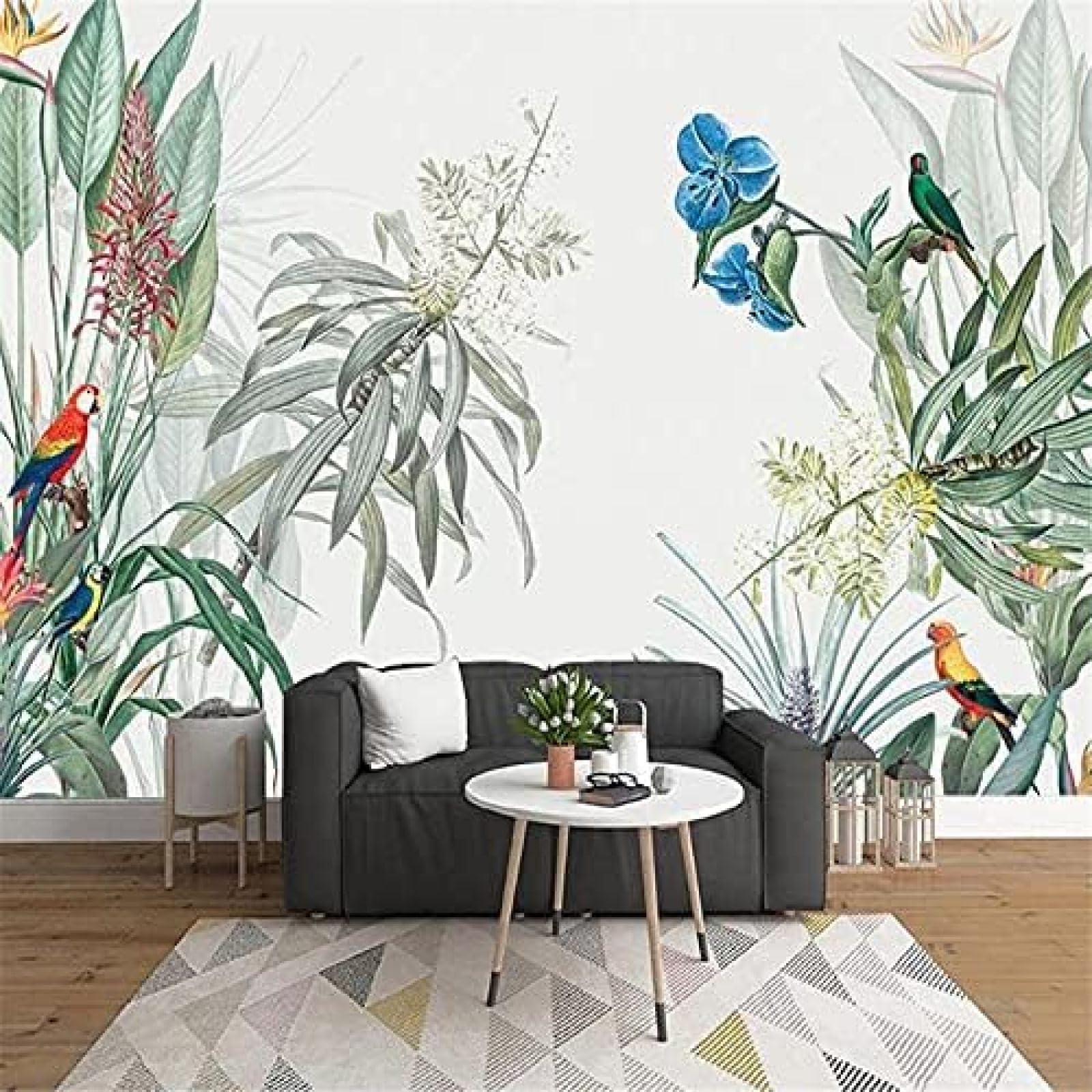 XLMING Tropische Pflanzen Blumen Vögel Landschaft 3D Tapeten Home Esszimmer Sofa Schlafzimmer Wohnzimmer TV Hintergrund-400cm×280cm