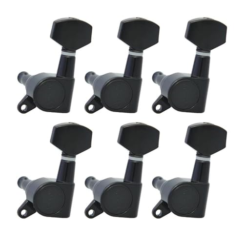 Strings Tuning Pegs Mechaniken Für Gitarre 1 Set mit 6 versiegelten Gitarrenwirbeln, Mechaniken, Gitarrenteilen, Zubehör (Color : Black 6L)