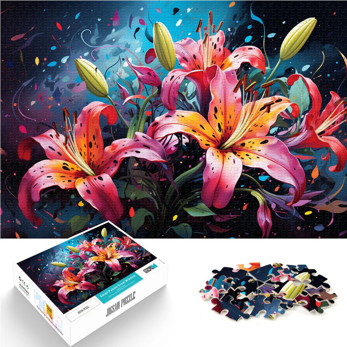 Puzzle für farbenfrohe, wunderschöne Blumenkunst, 1000-teiliges jedes Teil ist einzigartig – anspruchsvolles, unterhaltsames Spiel für die ganze Familie, 1000 Teile (50 x 75 cm)