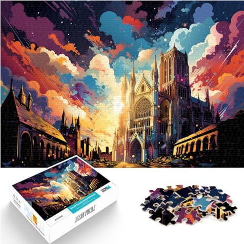 Puzzle für Puzzle „Bunte Psychedelie im York Minster“, 1000-teiliges Puzzle für Erwachsene, Holzpuzzle, einzigartige Heimdekoration und Geschenke, 1000 Teile (50 x 75 cm)