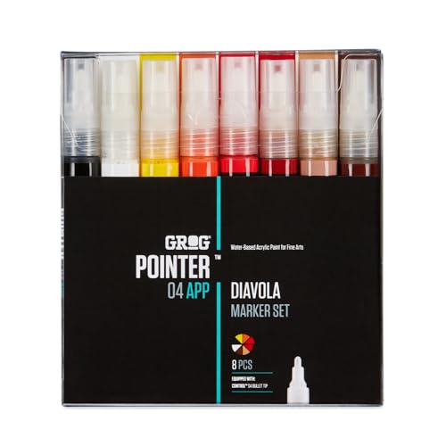 GROG Pointer 04 APP Diavola Marker Set, 4 mm Rundspitze, Packung mit 8 Stück