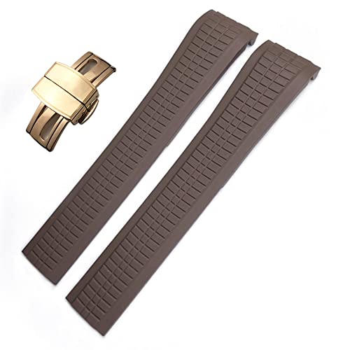 NEYENS 21 mm buntes fluoröses Gummi-Uhrenarmband für Patek 5164A 5167A Aquanaut Philippe Serie Schmetterlingsschnalle Silikon-Uhrenarmband, Rose Buckle, Achat