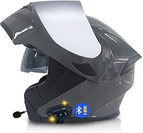 Klapphelm Motorradhelm,Bluetooth Integralhelm,Mit Doppelvisier, ECE Genehmigt,30m Bluetooth-Gegensprechanlage,Intelligente Geräuschunterdrückung,Wasserdicht,Ganzjährig Verfügbar