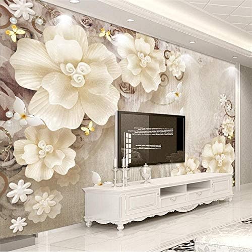 XLMING Cameo Rose Perle Vintage Schmuck Küche Esszimmer Arbeitszimmer Wohnzimmer TV Hintergrund Wand 3D Tapete-200cm×140cm