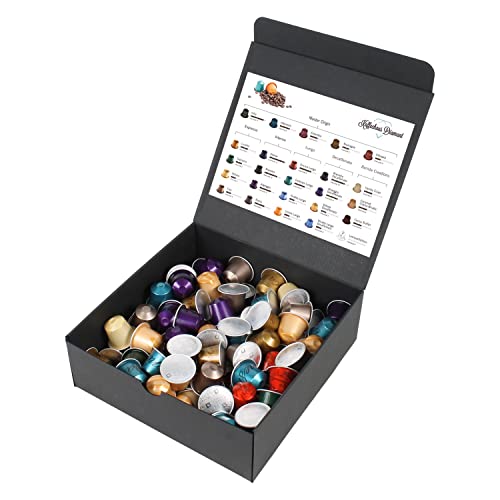 Nespresso Kapseln Starterset - 100 Original Kapseln in edler Vorratsbox - 10 Sorten - zum Probieren, Verschenken und Sparen