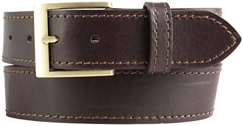 BELTINGER Hochwertiger Jeansgürtel aus Vollrindleder mit Naht 4 cm | Ledergürtel mit goldener Gürtelschnalle 40mm | Braun 100cm