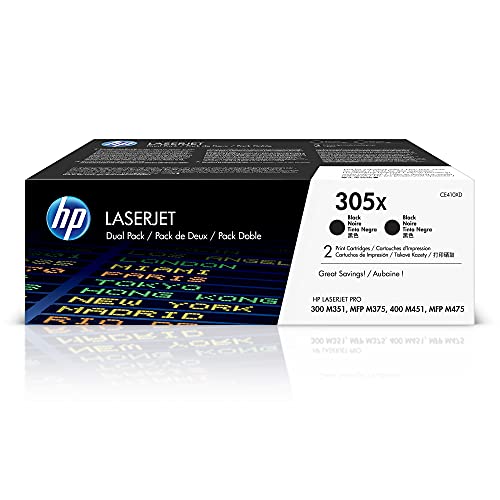 HP 305X 2er-Pack (CE410XD) Schwarz Original Toner mit hoher Reichweite für HP Laserjet Pro M351, M375nw, M451, M475