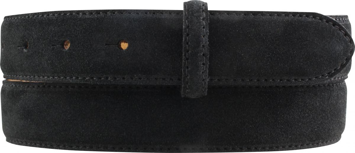 BELTINGER Gürtel aus Veloursleder ohne Schnalle 3,0 cm | Velour-Ledergürtel für Damen Herren 30mm | Wildleder-Gürtel | Schwarz 95cm