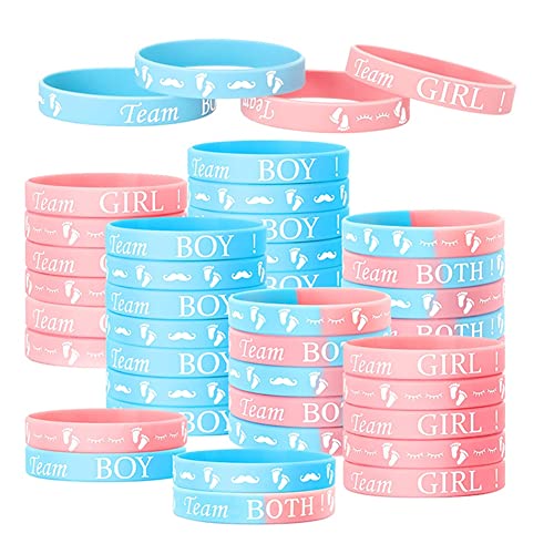 Beelooom Gender Reveal Armbänder, Enthält Team Boy Armbänder und Team Girls Armbänder für Gender Reveal Party (40 Stück) B