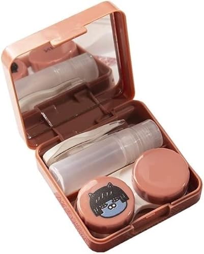 Optometrie-Linsenbehälter, Kontaktlinsenbehälter-Box, Kontaktlinsen-Kontaktlinsen-Box, einfach, niedlich, tragbar, for Mädchen, Persönlichkeit, kleiner Partner, Mini (Farbe: Rosa 2) (Farbe: Blau 1) (