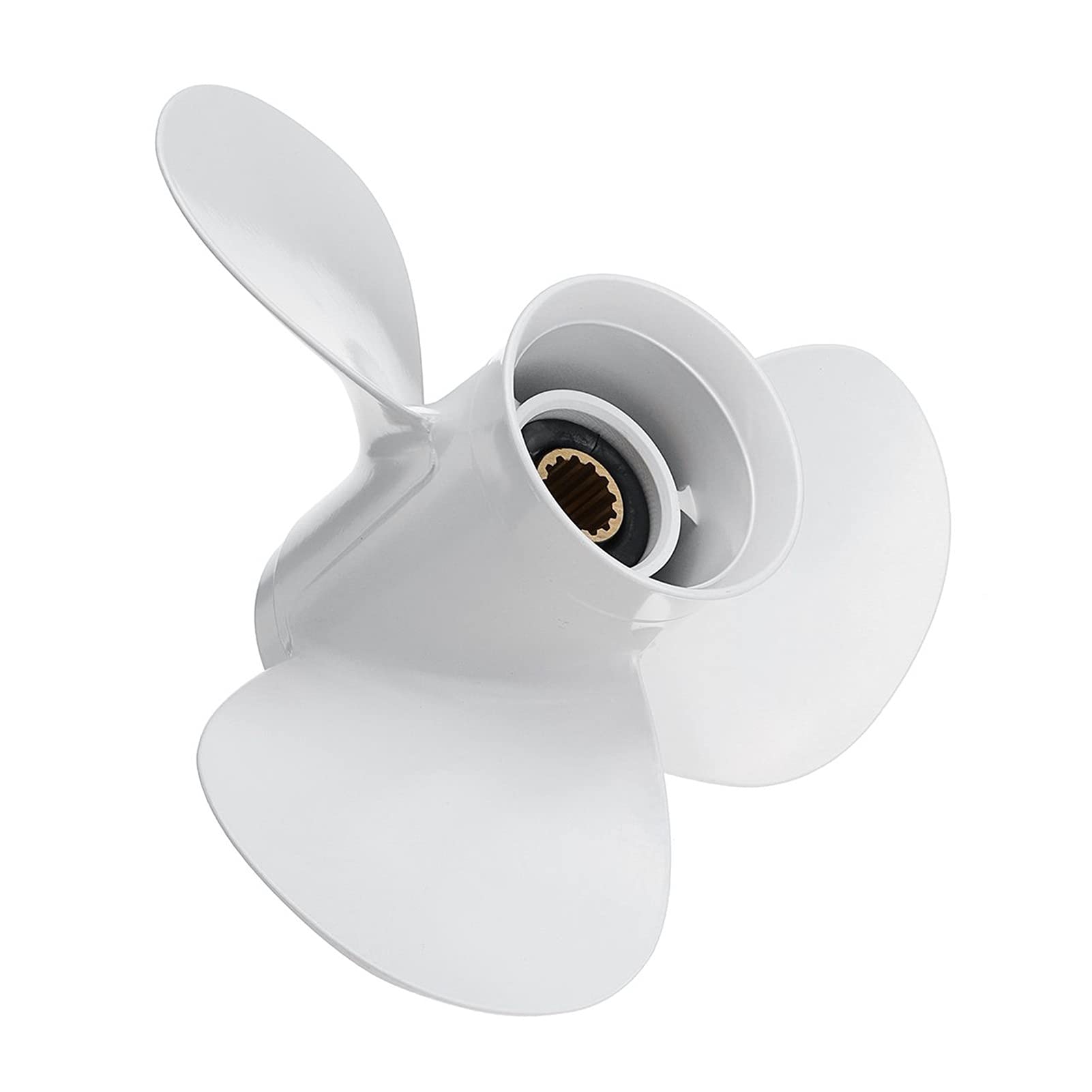 Jodriva 11 1/2 x 13 Außenbordpropeller for Boote, for Yamaha, 25–60 PS, 663-45974-02-98, Aluminium, weiß, 13 Keilzahn, 3-Blatt-Marinepropeller Bootspropeller