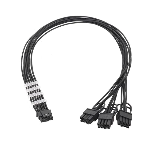 Qsvbeeqj 16 AWG schwarzes Modular-Netzteilkabel wandelt 8 Pin x 3 in 12 + 4 Pin für RTX40 GPU-Grafikkarten um