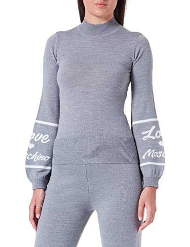 Love Moschino Damen Turtleneck top, Melange Dark Grey, 38 EU