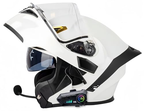 Modularer, Hochklappbarer Integral-Motorradhelm Mit Bluetooth, ECE-Geprüft, Für Herren Und Damen, Integralhelm Für Roller, Doppeltes Antibeschlag-Visier E,L57-58CM