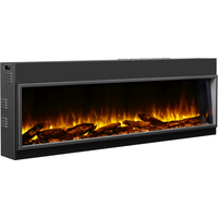 RICHEN Amazona 64" Elektrokamin - Elektrischer Einbaukamin mit Heizung - realistischer 3D-Flammeneffekt, LED-Beleuchtung, Fernbedienung programmierbar, Timer, Thermostat - Schwarz