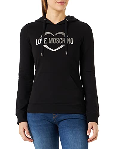 Love Moschino Women's Slim fit Long-Sleeved Hoodie Sweatshirt, Black, 38