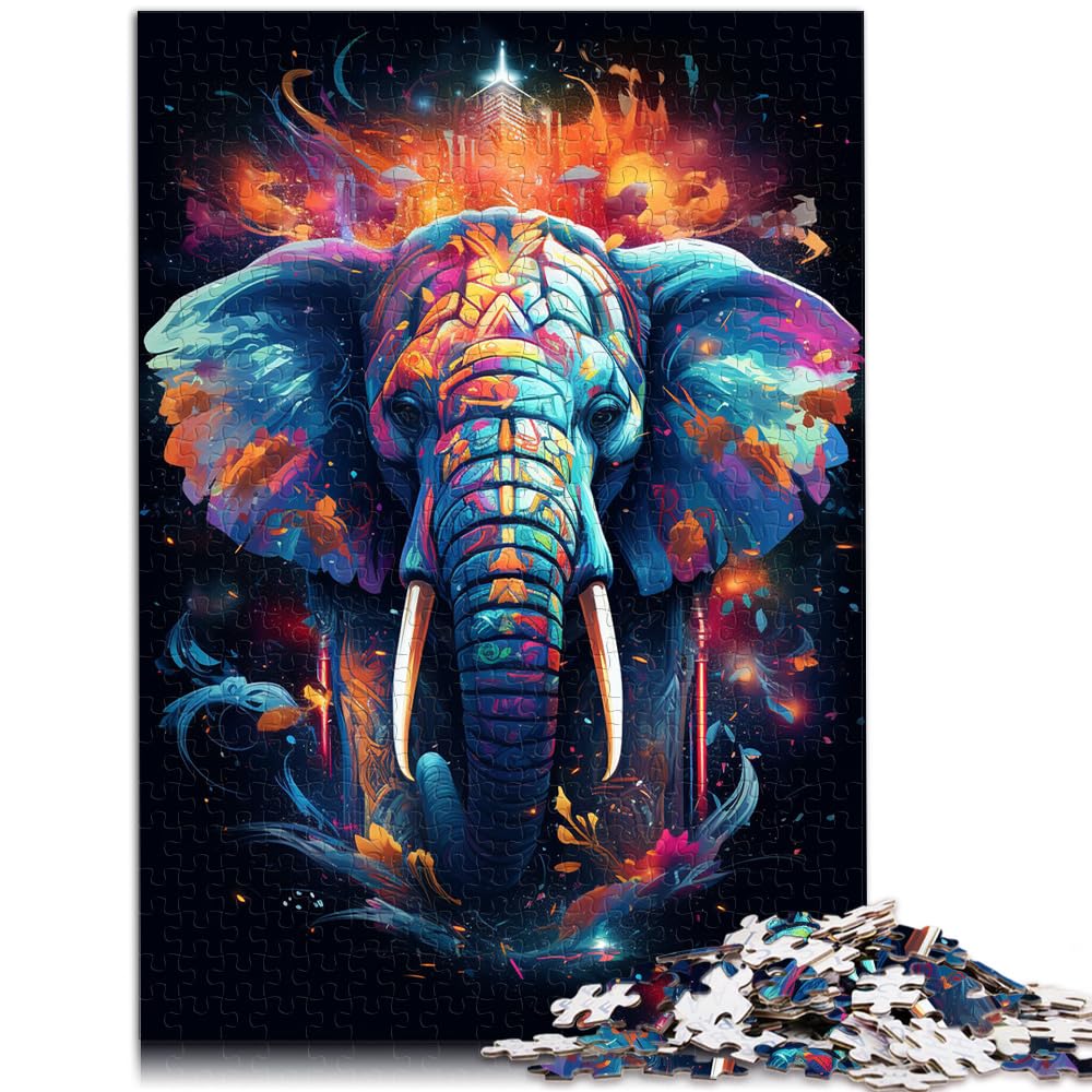 Puzzle Bunte Psychedelie der Elefanten, 1000 Teile, Puzzle für Erwachsene, Holzpuzzle als Geschenk für die ganze Familie, 1000 Teile (50 x 75 cm)