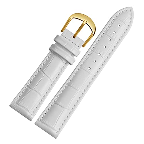 SCRUBY Für Brand Watch Bracelet Belt Woman Watchbänder echtes Leder -Armband -Band 10 12 14 16 18 20 22mm Multicolor -Uhren -Bänder(White gold,19mm)