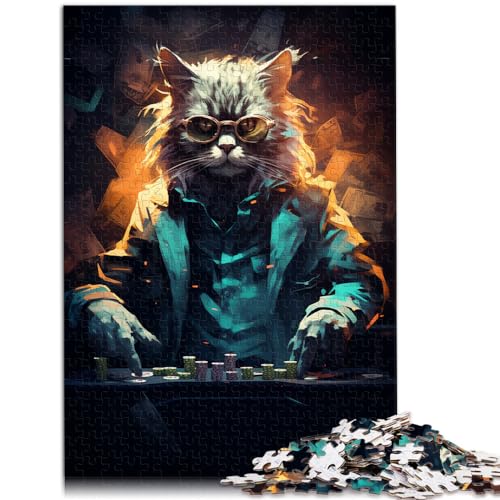 Puzzle-Geschenk, farbenfrohe Fantasie-Zeichnung, Katze, 1000 Teile, Puzzle-Geschenke, vollständig ineinander greifenden und zufällig geformten Teilen, 1000 Teile (50 x 75 cm)