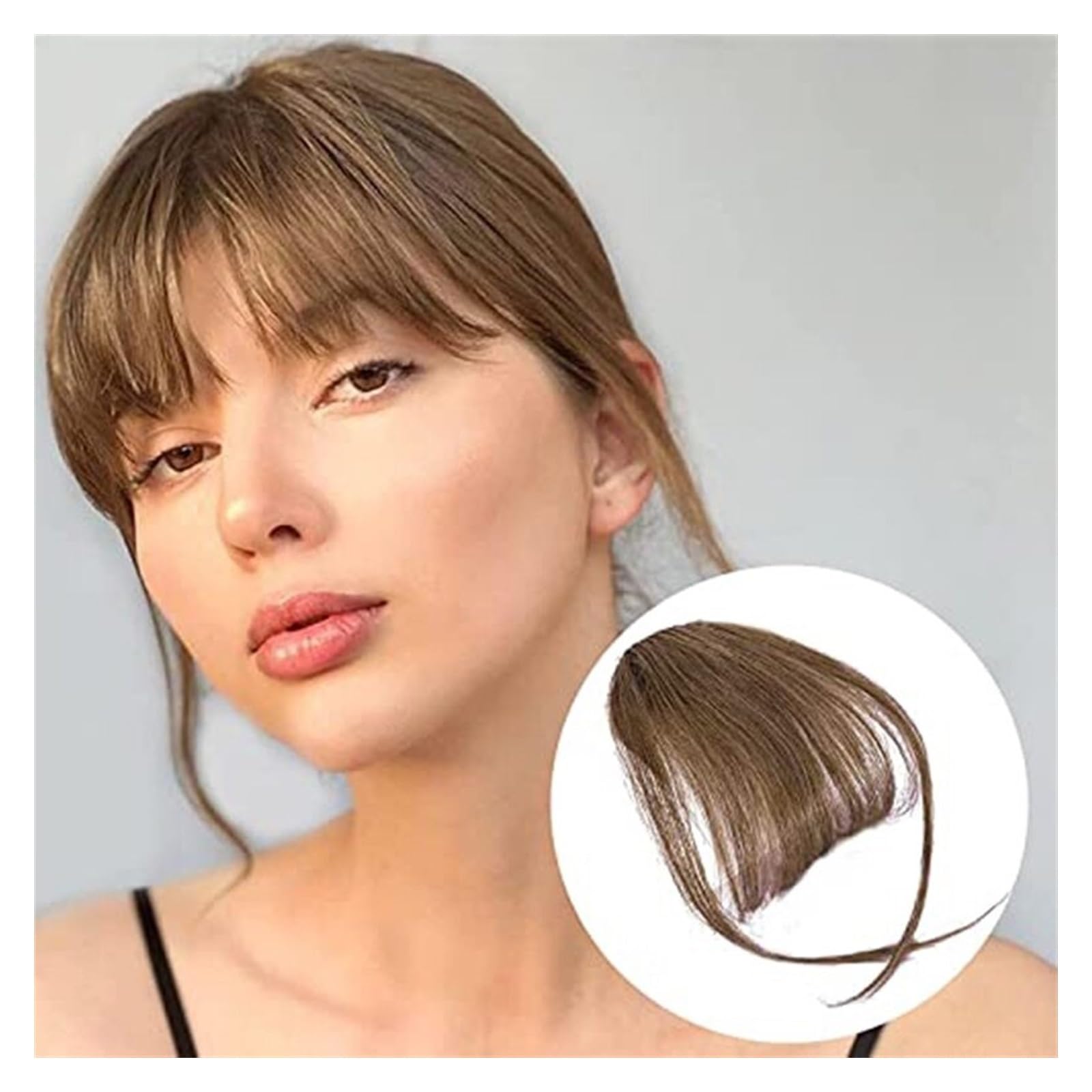 Pony Clip-in-Pony-Extensions, Wispy Bangs, Fransen-Haarteile for Frauen, Clip-on-Air-Bangs, flache, ordentliche Pony-Haarverlängerung for den täglichen Gebrauch Pony Haarspange (Color : Light Brown)