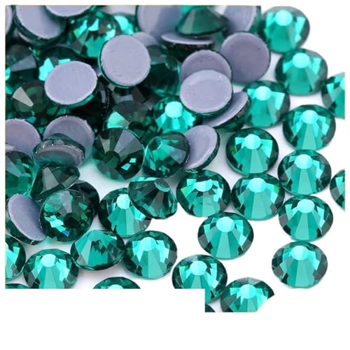 Bulk Flatback Strasssteine, Kristall Hotfix, Grüne Serie Farbe Besser DMC Hot Fix Strasssteine ​​Glas Strass Hotfix Eisen auf Strass Nähen Stoff Dekorationen for dekoration 288 stücke(Green Zircon,SS1