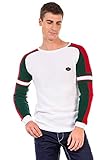 Cipo & Baxx Herren Pullover Farbblock Design Strickpullover Sweater Rundhals Pulli CP249 Weiß M