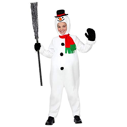 Widmann - Kinderkostüm Schneemann, Overall mit dickem Bauch, Kopfbedeckung mit Maske, Handschuhe, Schal