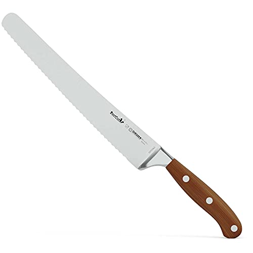 Giesser seit 1776 Made in Germany scharfes Kochmesser mit Wellenschliff geschmiedet Olivenholz BestCut Olive, 25 cm, deutsches Küchenmesser rostfrei 8661 w 25 o braun