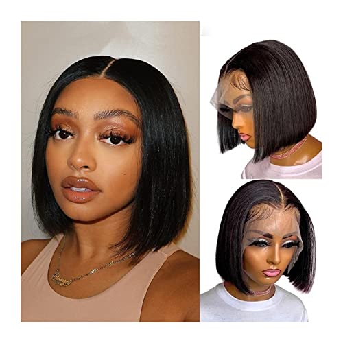 Perücken 8-16 Zoll kurze Bob Lace Front Perücken 4x4 Spitze Verschluss Perücke Transparent Knochen gerade 13 * 1 T Teil Menschenhaarperücken for Frauen Prepucked Remy Hair Damenperücke (Size : 4x4 La