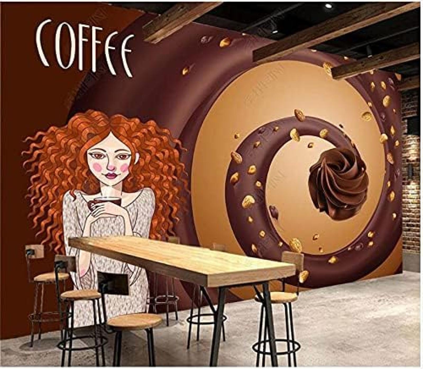 Rotierender Kaffeekuchen Cartoon 3D Tapeten Wanddekoration Fototapete Sofas Wohnzimmer Wandbild Schlafzimmer-430cm×300cm