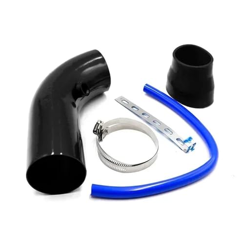 Induktion Schlauch Kit 3" 76mm Auto-Kaltluftansaugsystem Turbo-Ansaugrohr-Rohrsatz Mit Luftfilterkegel High Flow Performace Racing Pipe Komplettset Auto Luftansaug(Short Black)