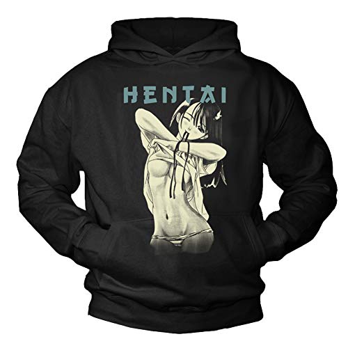 MAKAYA Manga Kapuzenpullover Herren/Jungen - Hentai Hoodie Anime Sweatshirt mit Kapuze Pullover Nerd Geschenke Jungs/Mädchen Schwarz XXL