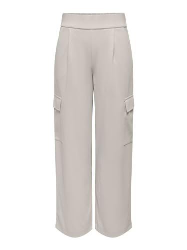 JdY Damen Cargo Stoffhose Elegante Culotte High Waist Marlene Pants JDYGEGGO, Farben:Grau, Größe:L / 32L, Beinlänge:L32