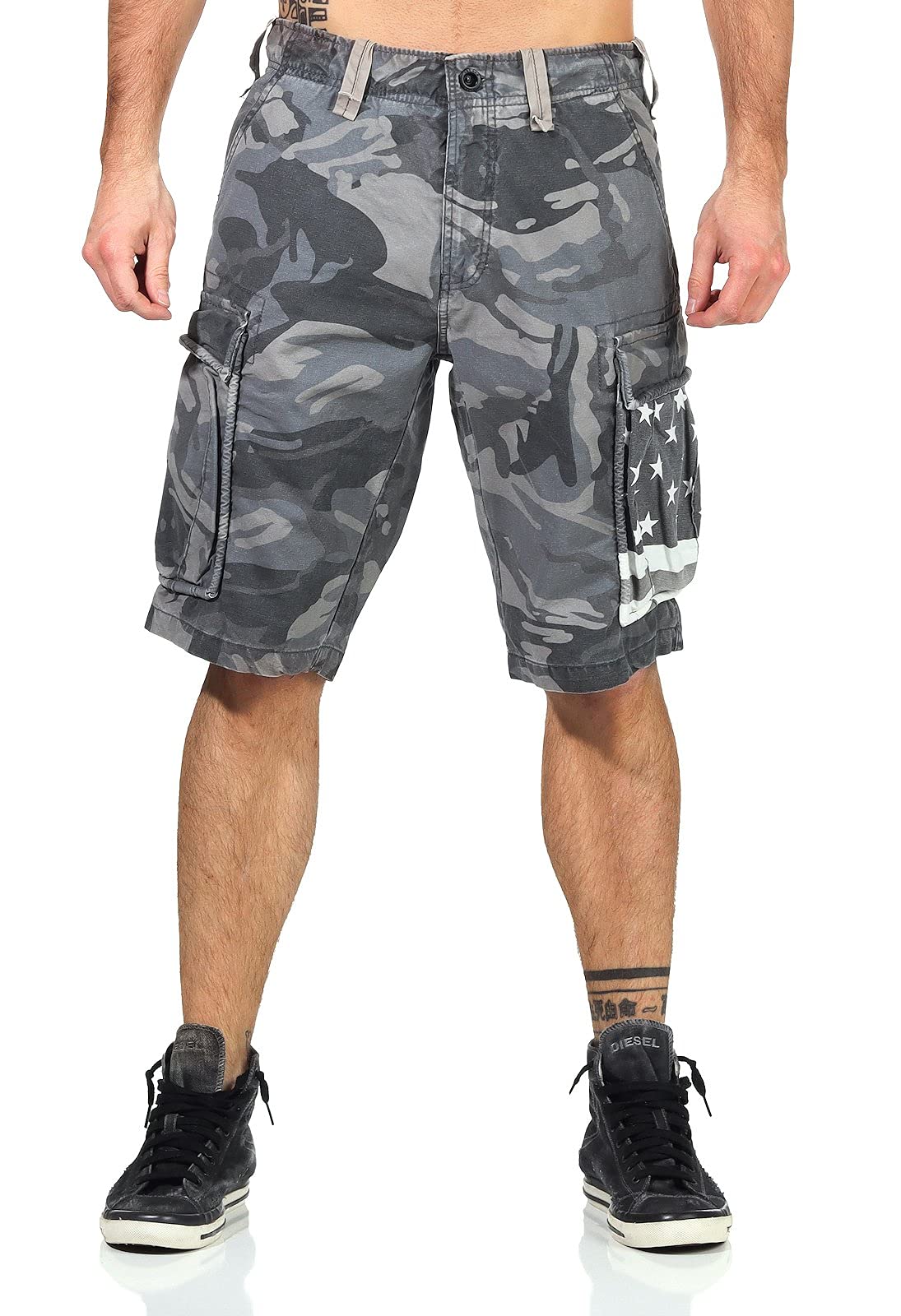 JET LAG Herren Cargo Shorts SO16-22 USA black camo, Größe:W38