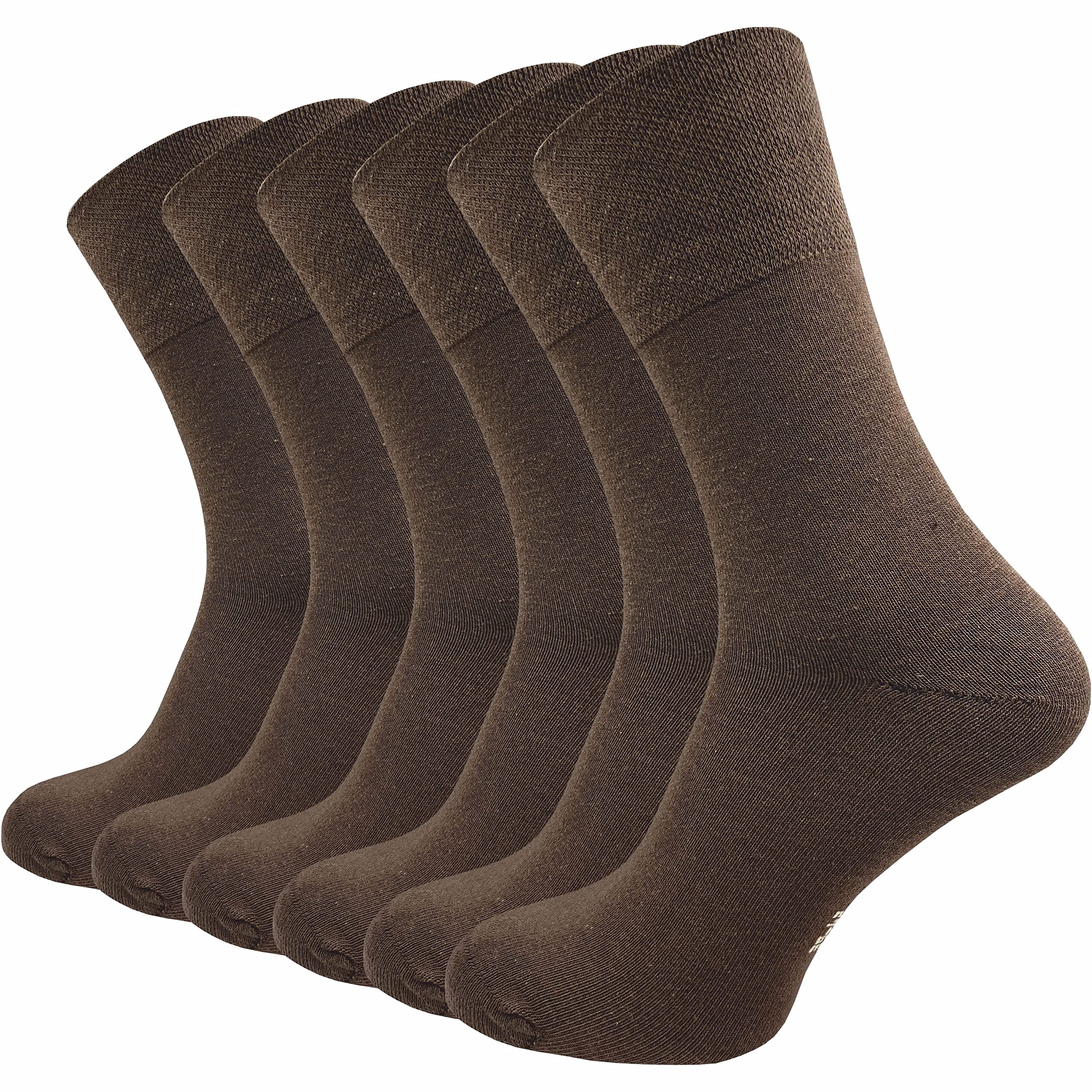 GAWILO Herren Socken (6er-Pack) ohne Gummidruck | extra weiter Komfortbund | Business & Freizeit (43-46, dunkelbraun)