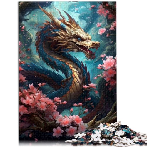 Puzzles für „Drache im roten Garten“, 1000-teiliges Holzpuzzle, lustige Aktivitäten zu Hause, Geburtstagsgeschenk, Reisegeschenk, 1000 Teile (50 x 75 cm)