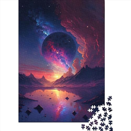 Wasser- und Weltraumlandschafts-Puzzles für Erwachsene, 1000 Stück, Holzpuzzles für Erwachsene und Teenager, ganze Familie und die (Größe: 75 x 50 cm)