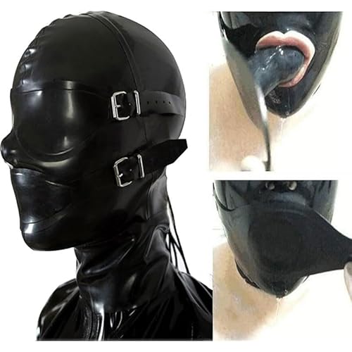 MAUXpIAO Latex Maske Gummi SM Fetisch Dildo Plug Bondage Maske Rollenspiel Maske dessous/A/M