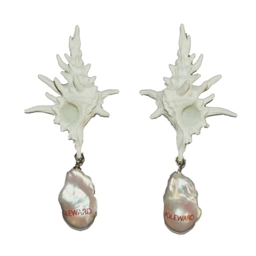 SANRLO Ohrringe, Knochen-Conch-Ohrringe, Blutmeer-Thema, Tropfenohrringe, Perlenanhänger, Ohrstecker für Frauen und Mädchen, Ohrhaken, Gothic-Stil, Schmuck, Size reference picture, Perlharz