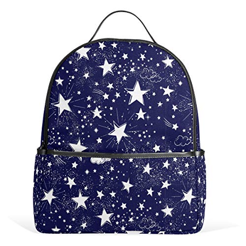 Space Galaxy Star Clound Rucksack Wasserdicht Schultertasche Book Bag Gym Rucksack, Blau Weiß Tasche Casual Daypack Outdoor Reise Sporttasche für Damen Herren