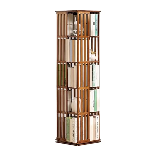 Regal 5/6-stufiges, drehbares Bücherregal, 360-Grad-Display, bodenstehendes Bücherregal, Bambus-Aufbewahrungsregal, drehbares Bücherregal, Organizer für Schlafzimmer, Wohnzimmer Standregal Bookshelf